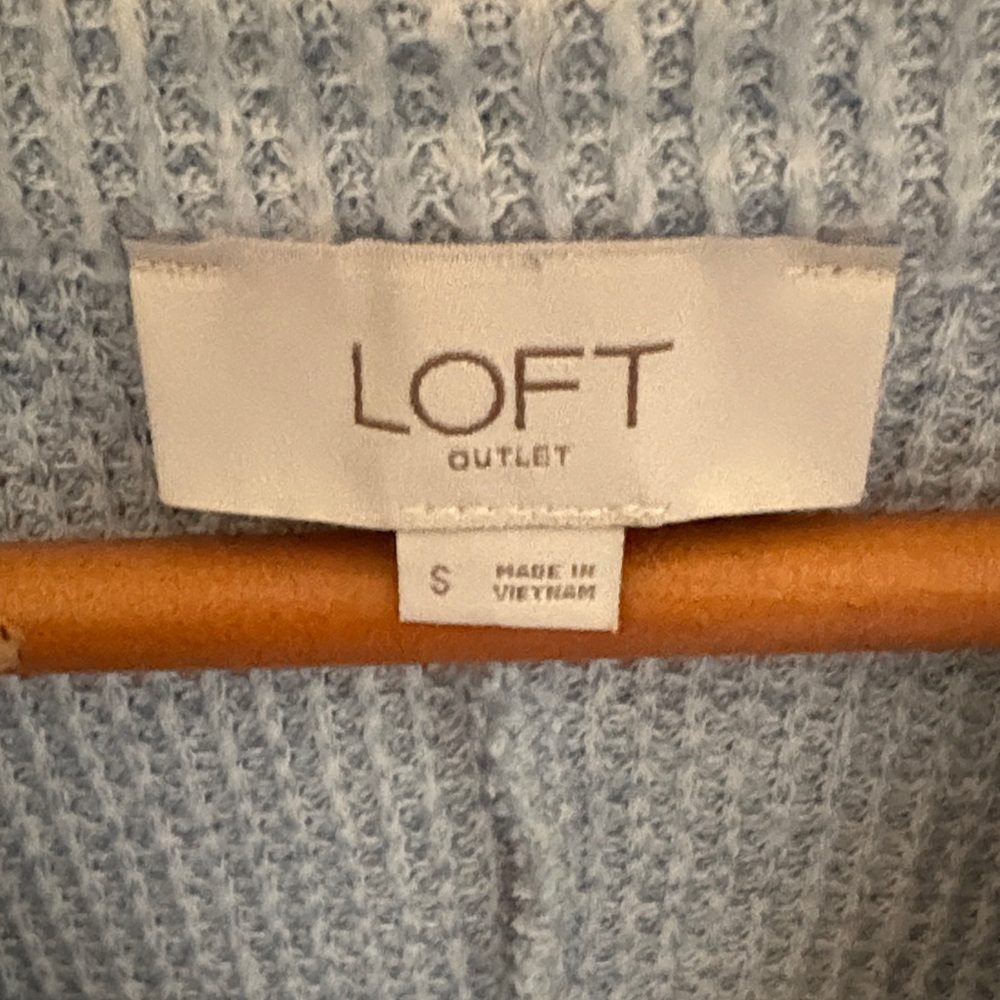 LOFT Soft Blue Ribbed Pullover - Picture 2 of 5